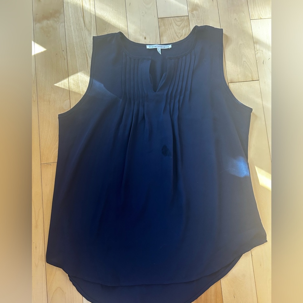Violet & Claire Navy Sleeveless Blouse
